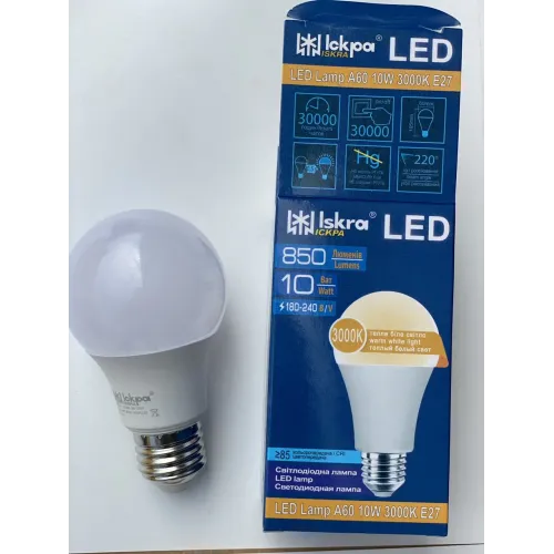 LED Лампа Искра A60 10W 3000K E27 (аналог 75-90W)