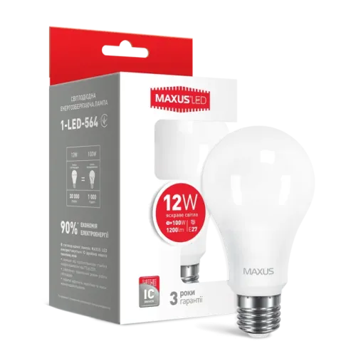 Лампа MAXUS світлодіодна A60 220v 12w 4100K E27 1-LED-778