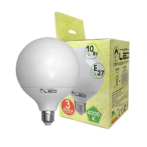 Світлодіодна лампа UkrLed Е27 10 W (Глобус) 4000К