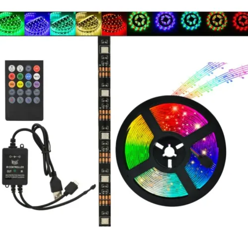 Светодиодная лента SMD 5050 RGB LED 5 м IP65 с пультом и блоком питания 220v, 5м, Лента светодиодная 5050