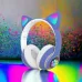 Беспроводные LED наушники с кошачьими ушками CAT STN-28, Стерео наушники с кошачьими ушками. Цвет: синий