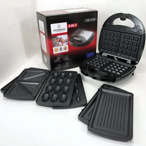 Мультимейкер 4 В 1 Crownberg CB-1074 750Вт Гриль Сендвичница Вафельница Орешница