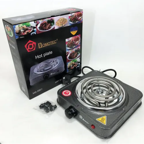 Электроплита спиральная плита настольная Domotec MS-5801 1000 Вт, Переносная компактная электроплита